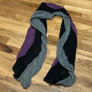 (used) Chic tri-color lightweight fashion scarf - Purple, Green, Black